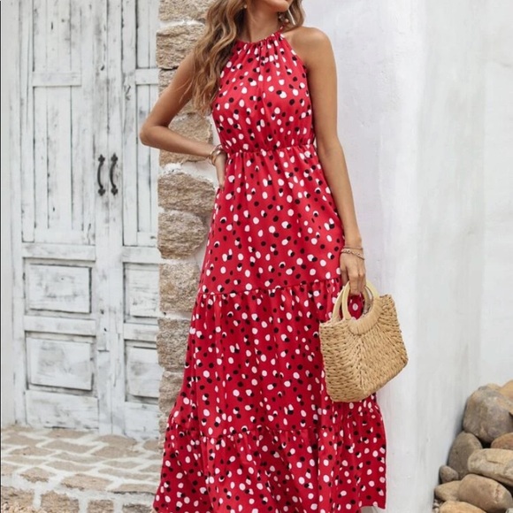 Boho dot halter maxi dress - Picture 4 of 6